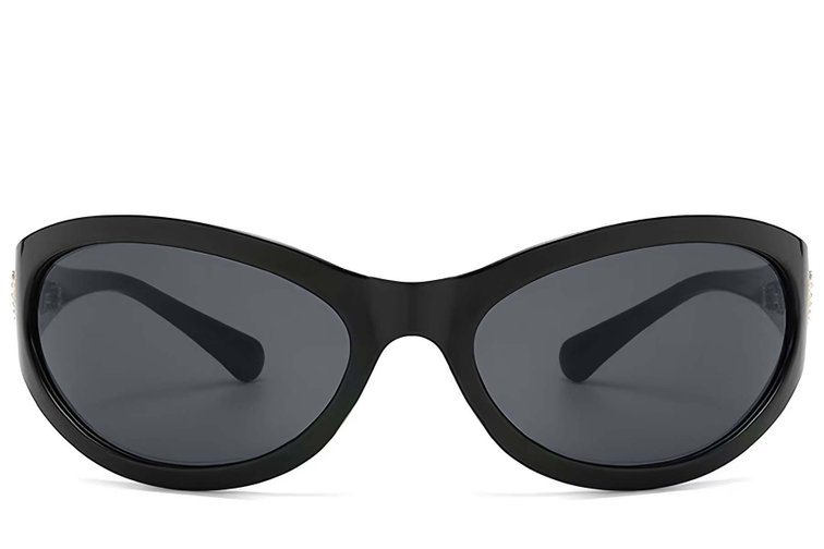 Lunettes de soleil papillon en plastique noir #BS225-0137