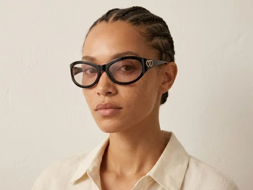 Lunettes de soleil papillon en plastique noir #BS225-0138