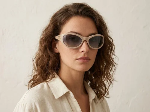 Lunettes de soleil papillon en plastique crème #BS225-0142