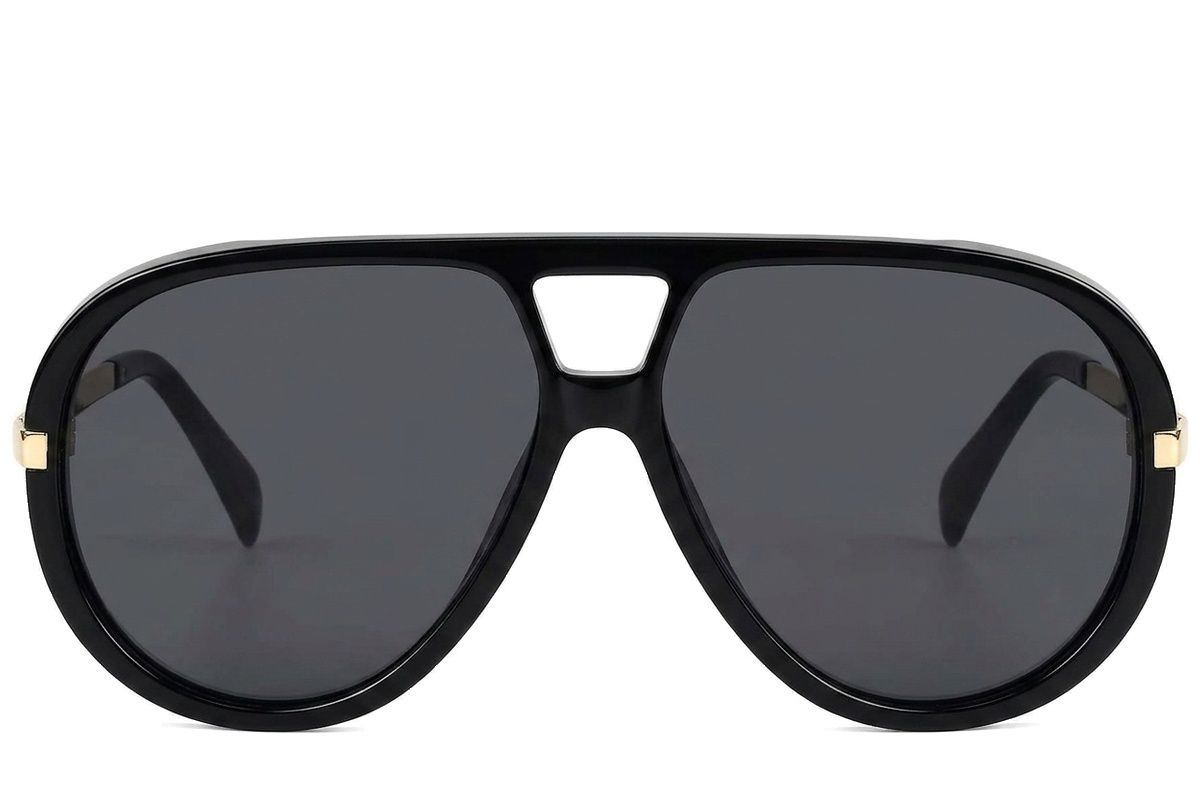 Aviator zonnebril van zwart plastic #BS225-0143