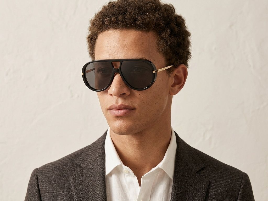 Aviator zonnebril van zwart plastic #BS225-0143