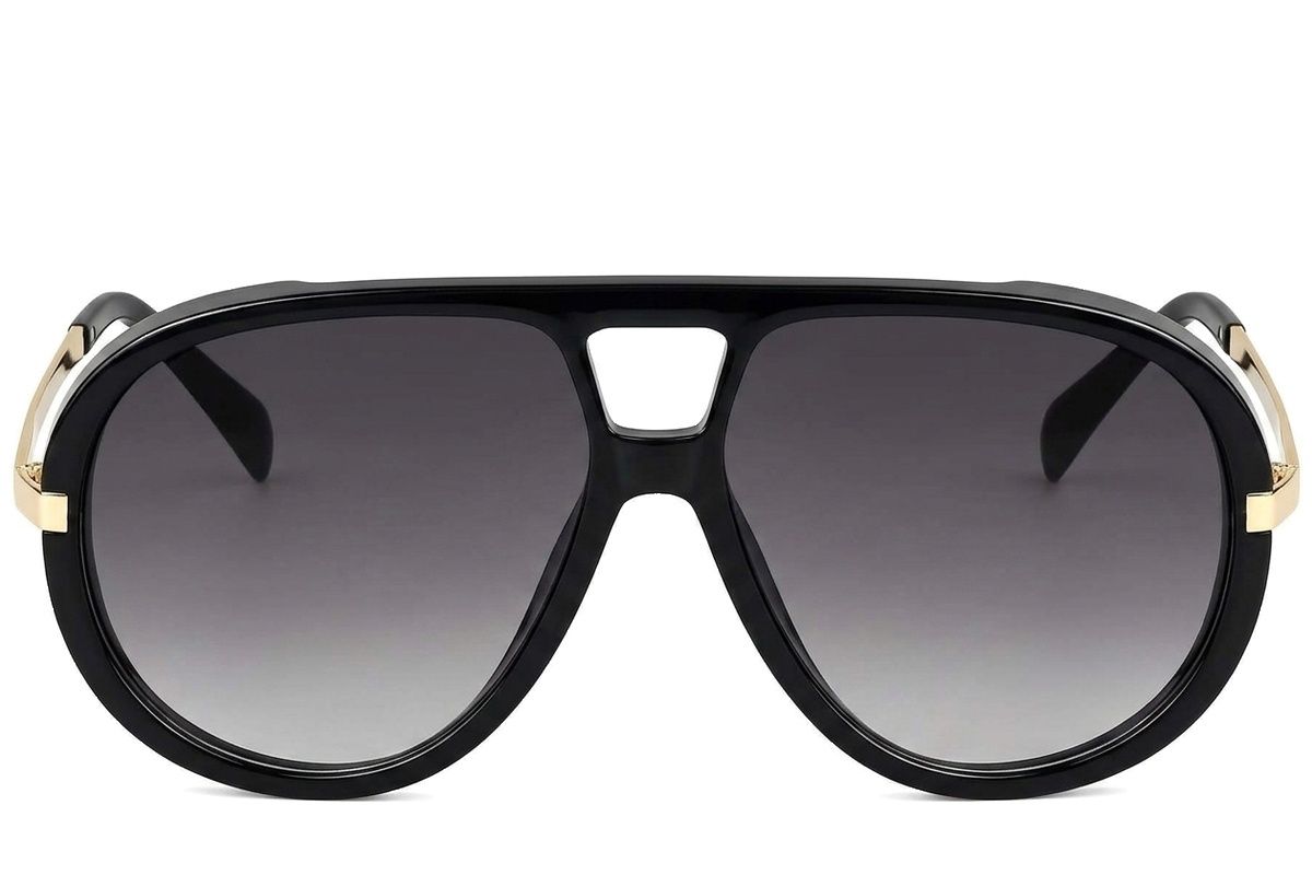 Lunettes de soleil aviateur en plastique noir #BS225-0145