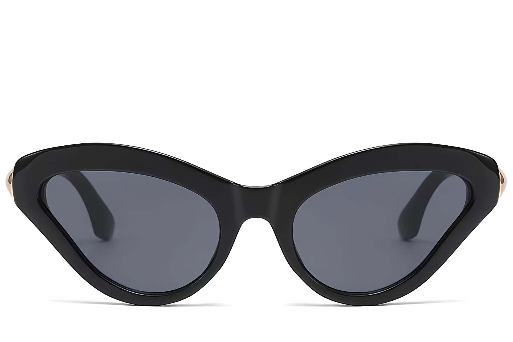 Lunettes de soleil papillon en plastique noir #BS225-0155