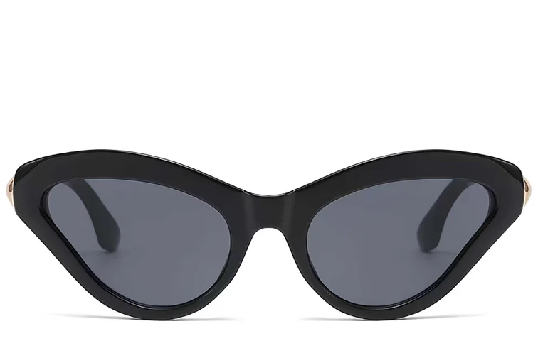 Lunettes de soleil papillon en plastique noir #BS225-0155