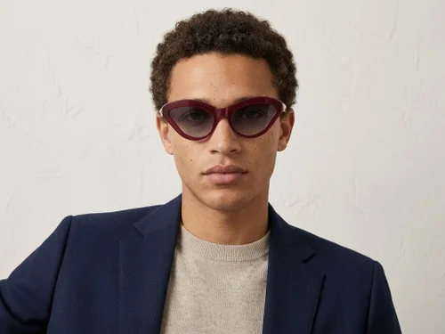 Lunettes de soleil papillon en plastique rouge #BS225-0159
