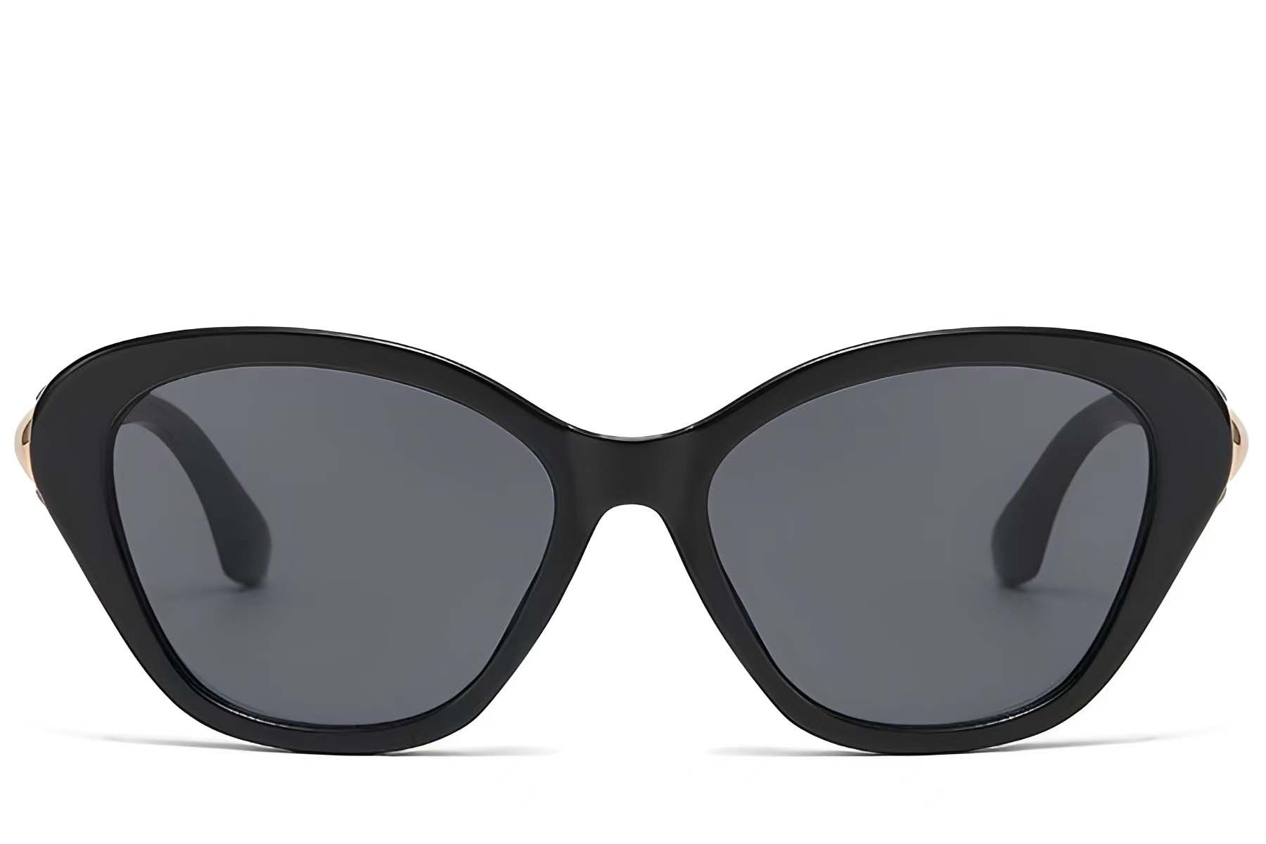 Lunettes de soleil papillon en plastique noir #BS225-0161