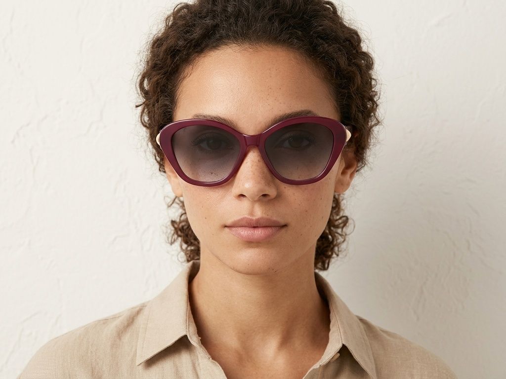 Lunettes de soleil papillon en plastique rouge #BS225-0165