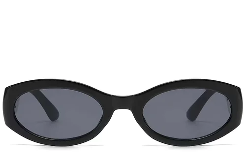 Lunettes de soleil ovales en plastique noir #BS225-0167