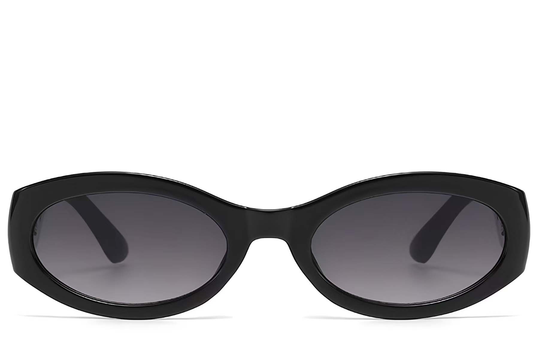 Lunettes de soleil ovales en plastique noir #BS225-0168