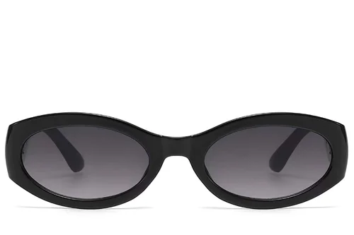 Lunettes de soleil ovales en plastique noir #BS225-0168