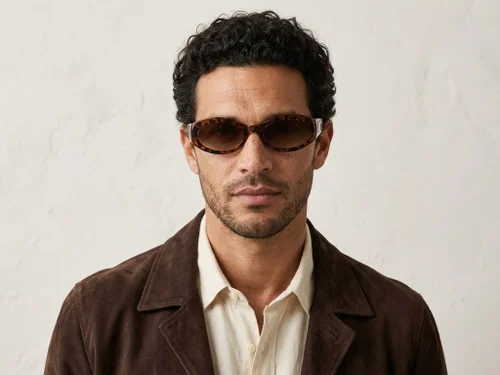 Lunettes de soleil ovales en plastique écaille de tortue #BS225-0170