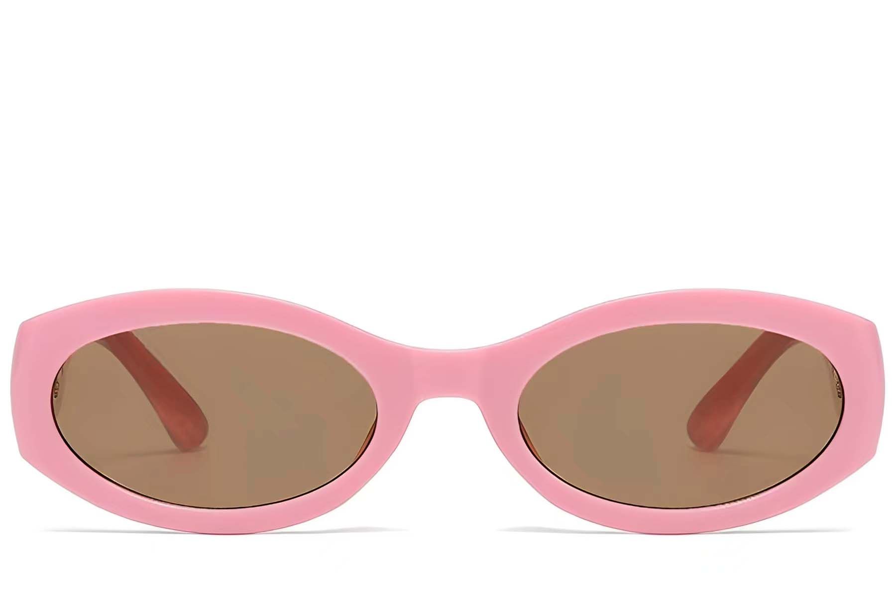 Lunettes de soleil ovales en plastique rose #BS225-0172