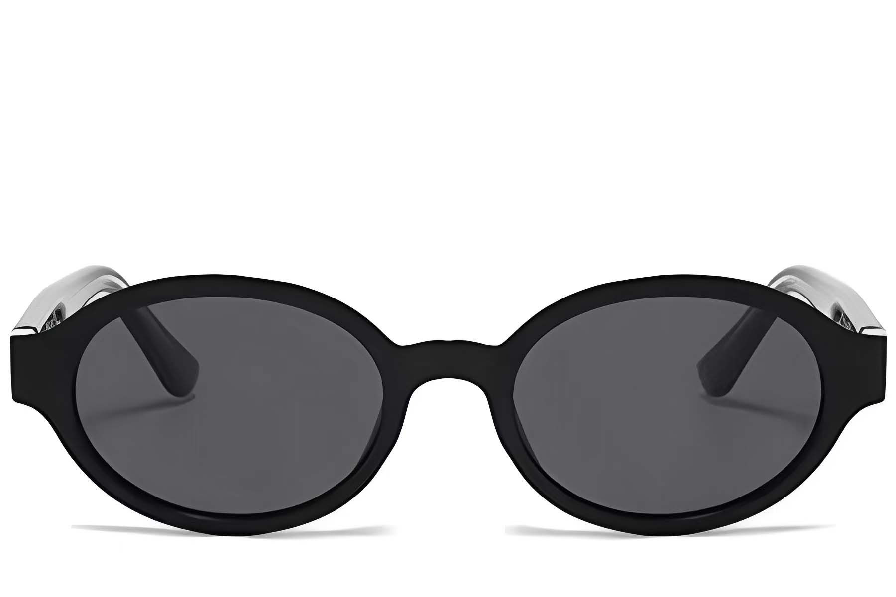 Lunettes de soleil ovales en plastique noir #BS225-0173