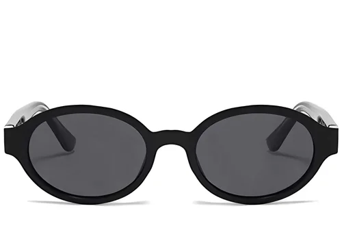 Lunettes de soleil ovales en plastique noir #BS225-0173