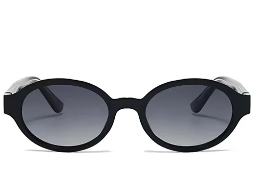 Lunettes de soleil ovales en plastique noir #BS225-0174