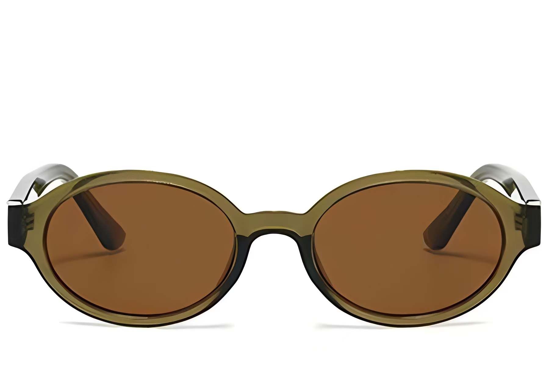 Lunettes de soleil ovales en plastique marron #BS225-0178