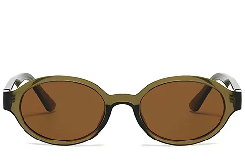 Lunettes de soleil ovales en plastique marron #BS225-0178