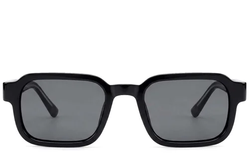 Lunettes de soleil rectangulaires en plastique noir #BS225-0179