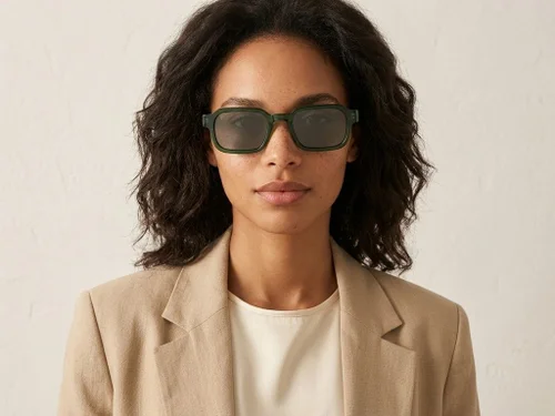 Lunettes de soleil rectangulaires en plastique vert #BS225-0182