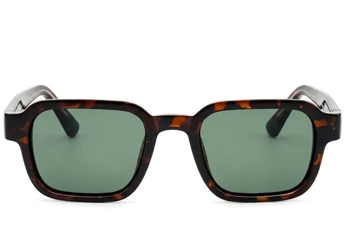 Lunettes de soleil rectangulaires en plastique écaille de tortue #BS225-0183
