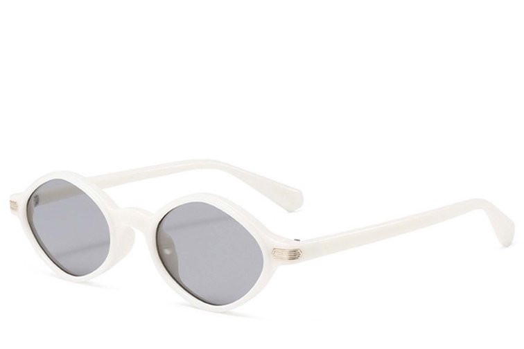 Geometric White Plastic Sunglasses #BS2408-0006