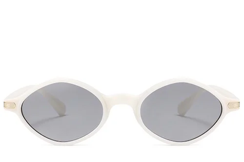 Geometric White Plastic Sunglasses #BS2408-0006