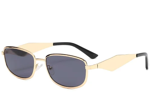 Rectangular Golden Metal Sunglasses #BS2408-0008