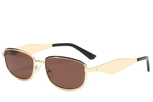 Rectangular Golden Metal Sunglasses #BS2408-0009