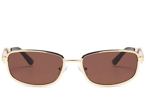 Rectangular Golden Metal Sunglasses #BS2408-0009