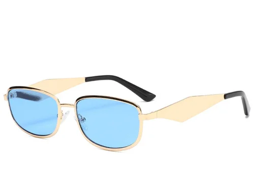 Rectangular Golden Metal Sunglasses #BS2408-0010
