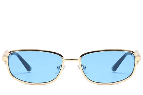 Rectangular Golden Metal Sunglasses #BS2408-0010