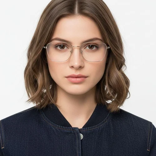 Lunettes rectangulaires en titane doré #BS2419-0013
