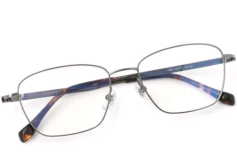 Lunettes rectangulaires en titane gris #BS2419-0014