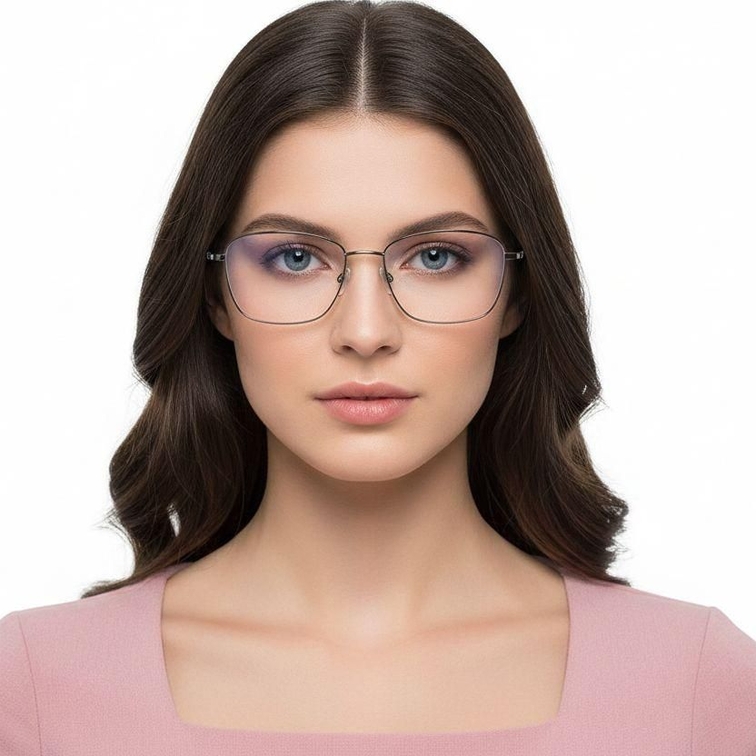 Lunettes rectangulaires en titane gris #BS2419-0014