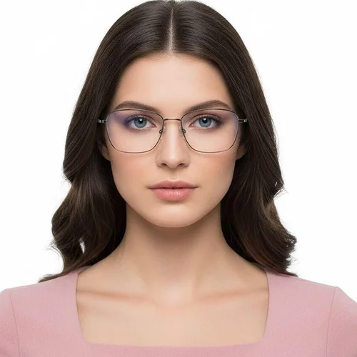 Lunettes rectangulaires en titane gris #BS2419-0014