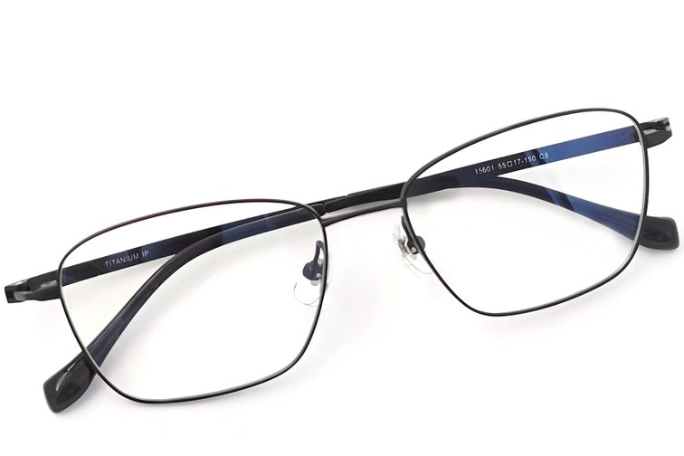 Occhiali rettangolari in titanio nero #BS2419-0016