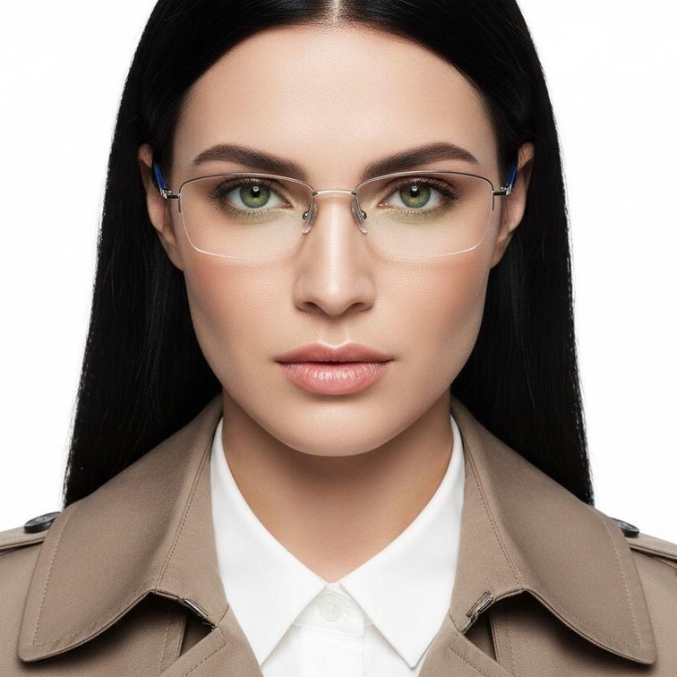 Semi-rimless Golden Titanium Glasses #BS2419-0017