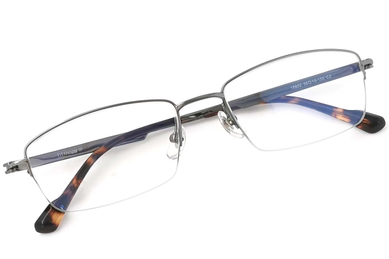 Semi-rimless Gray Titanium Glasses #BS2419-0018