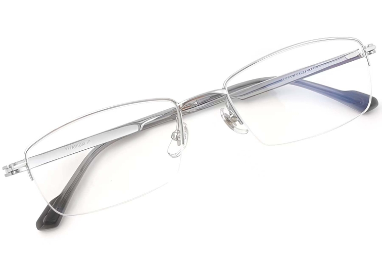 Gafas de titanio plateado semi al aire #BS2419-0019