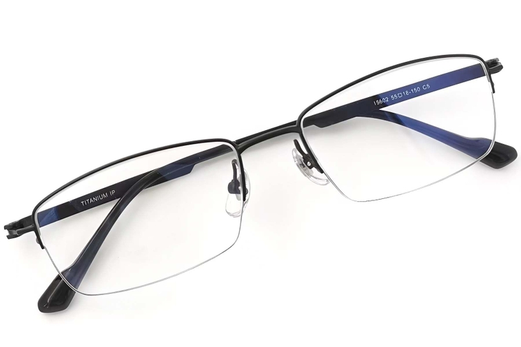 Gafas de titanio negro semi al aire #BS2419-0020