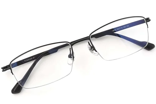 Lunettes semi-cerclées en titane noir #BS2419-0020