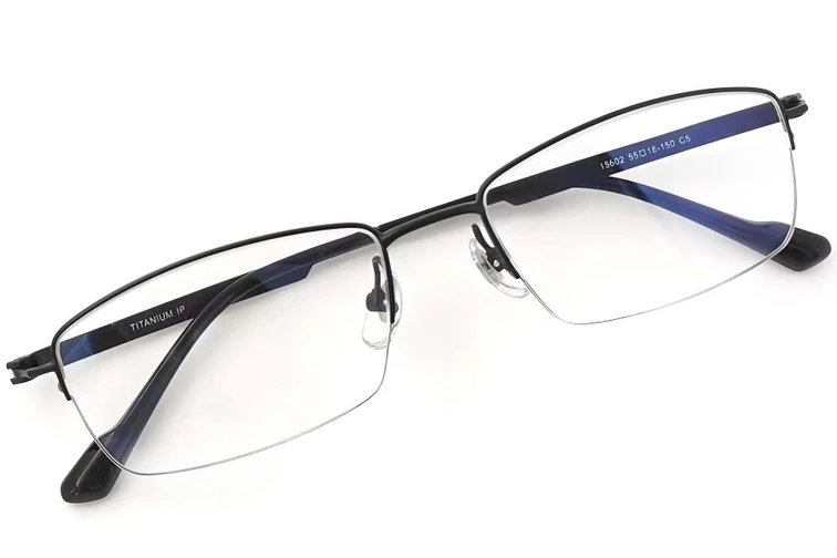 Halbrandlose Brille aus schwarzem Titan #BS2419-0020