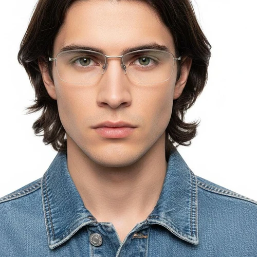 Semi-rimless Golden Titanium Glasses #BS2419-0021