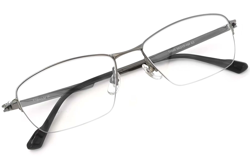 Halbrandlose graue Titanbrille #BS2419-0022