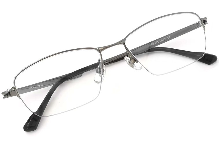 Semi-rimless Gray Titanium Glasses #BS2419-0022