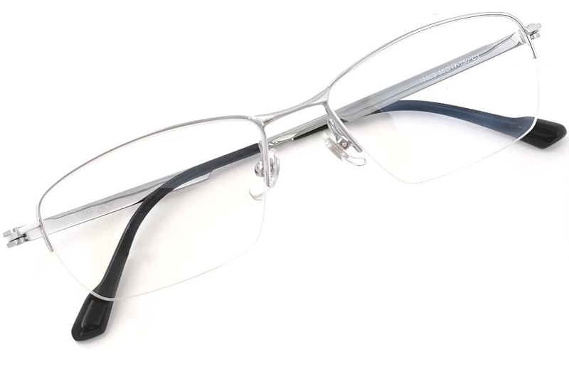 Semi-rimless Silver Titanium Glasses #BS2419-0023