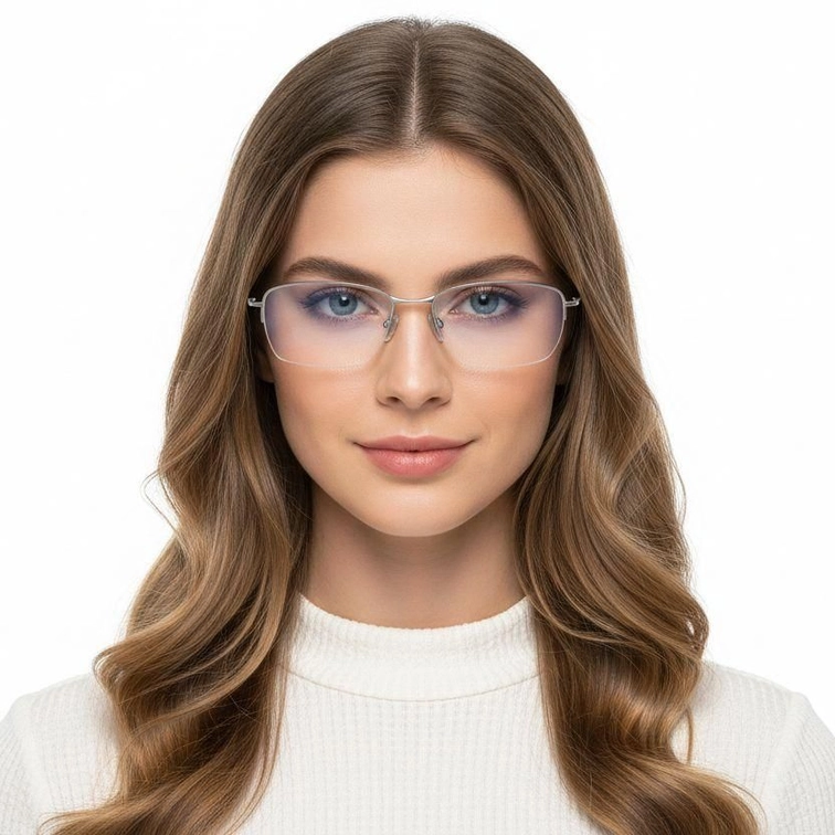 Gafas de titanio plateado semi al aire #BS2419-0023