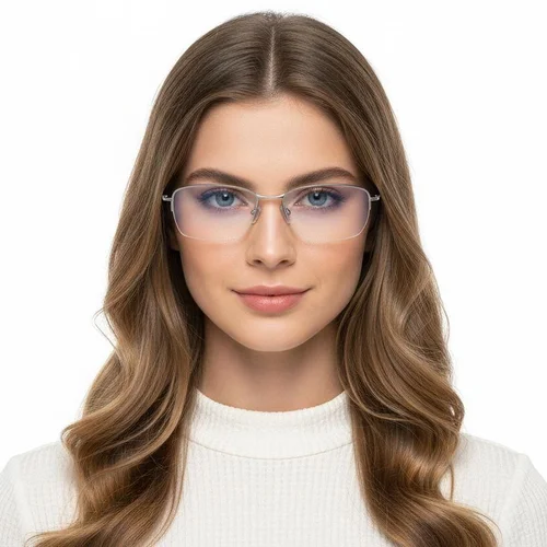 Lunettes semi-cerclées en titane argenté #BS2419-0023