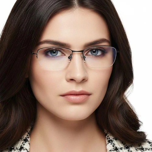Semi-rimless Black Titanium Glasses #BS2419-0024
