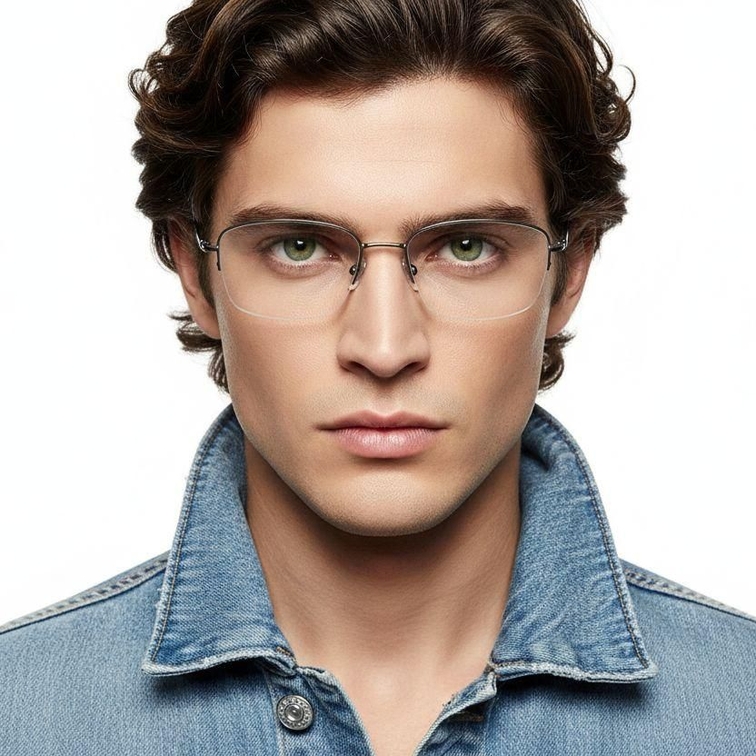 Gafas de titanio gris semi al aire #BS2419-0026